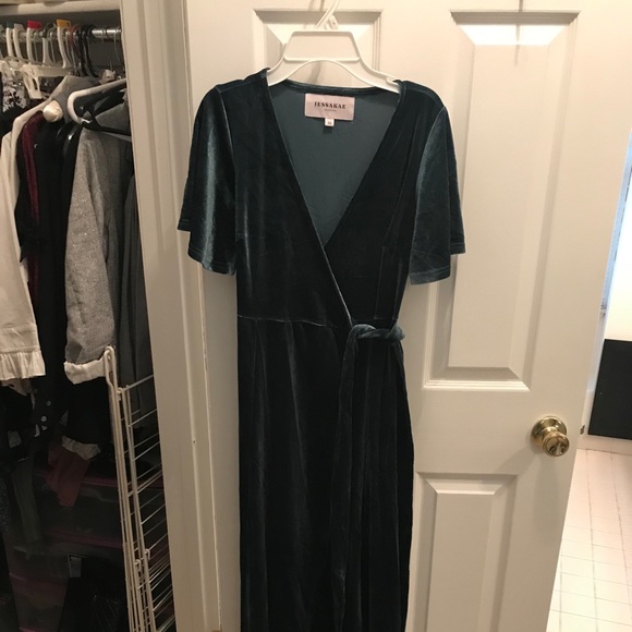 Green Velvet Dress - Picture 1 of 2